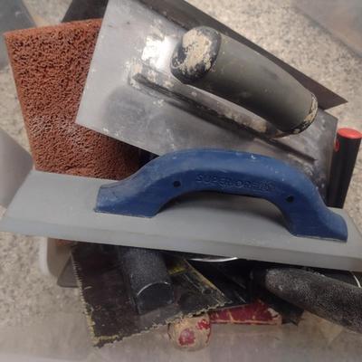 Nice Collection of Trowels, Drywall Knives, Tile Sponges, etc. (See all Pictures)
