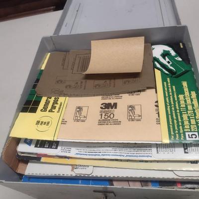 Vintage Metal Box Full of Sandpaper and Steel Wool