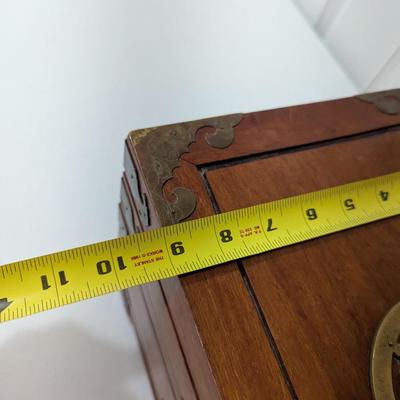 Antique Chinese Asian Wood & Brass Jewelry Box Chest With Drawers (SR)