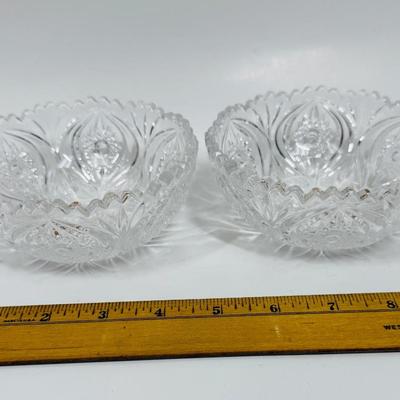 Vintage APG American Pressed Glass Sawtooth Starburst Candy Bowls 4.5”