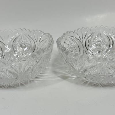 Vintage APG American Pressed Glass Sawtooth Starburst Candy Bowls 4.5”