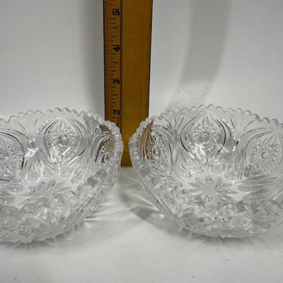 Vintage APG American Pressed Glass Sawtooth Starburst Candy Bowls 4.5”