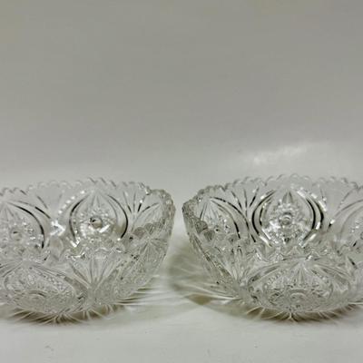 Vintage APG American Pressed Glass Sawtooth Starburst Candy Bowls 4.5”