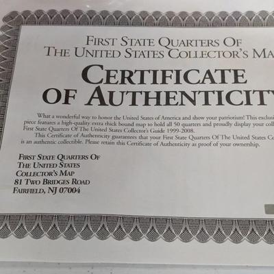 First State Quarters Of The United States Collector's Map With COA (SR)