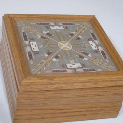 Signed Sand Painting Keepsake Box By John Benally Navajo Indian (SR)