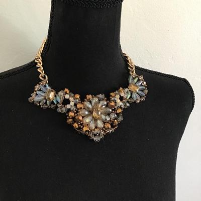 Beautiful Glass and Crystal Statement Necklace