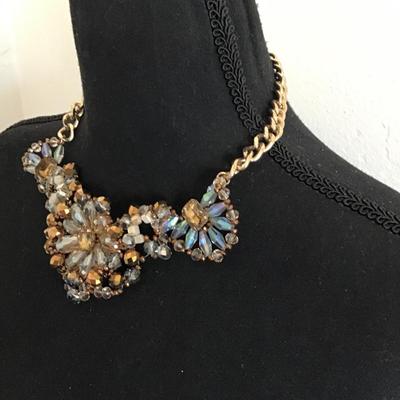 Beautiful Glass and Crystal Statement Necklace