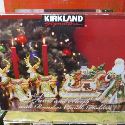 Kirkland Santa & Sleigh With Reindeer Candle Holder