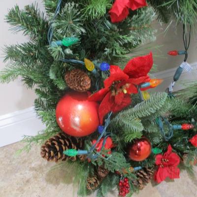2 - Dual Color LED Pre Lit Battery Operated Wreath (SR)