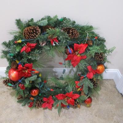 2 - Dual Color LED Pre Lit Battery Operated Wreath (SR)