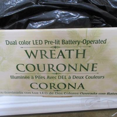 2 - Dual Color LED Pre Lit Battery Operated Wreath (SR)