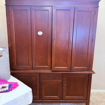 Lot 2: Italian Mirror, Beautiful Leopard Chair, Hooker Entertainment Center, Home Decor & More