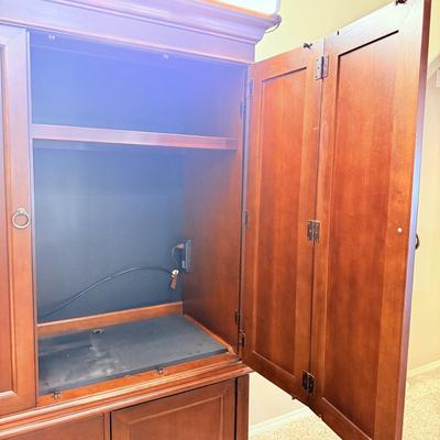 Lot 2: Italian Mirror, Beautiful Leopard Chair, Hooker Entertainment Center, Home Decor & More