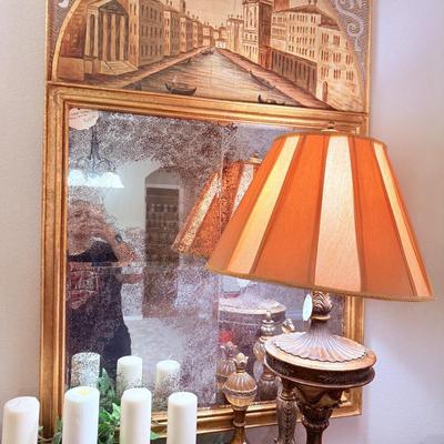Lot 2: Italian Mirror, Beautiful Leopard Chair, Hooker Entertainment Center, Home Decor & More