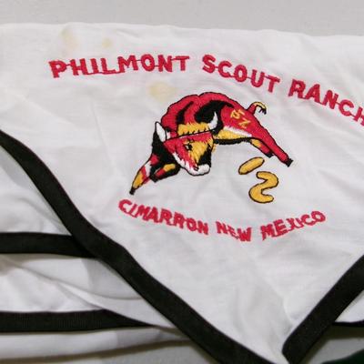 Vintage Boy Scout Scarves Philmont Scout Ranch Valley Forge BSA 1964 Jamboree Camp Emerald Bay - 2 (SR)