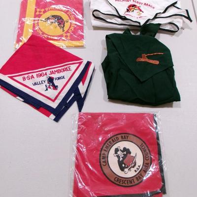 Vintage Boy Scout Scarves Philmont Scout Ranch Valley Forge BSA 1964 Jamboree Camp Emerald Bay - 2 (SR)