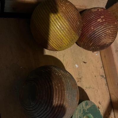Antique Wood Croquet Set
