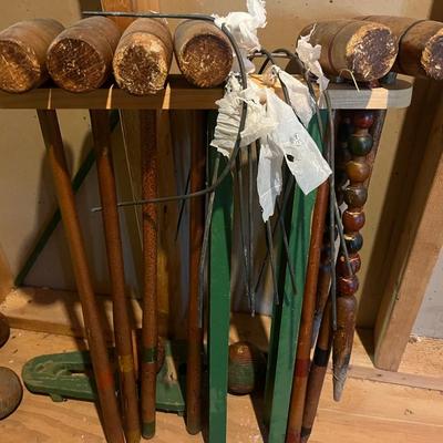 Antique Wood Croquet Set