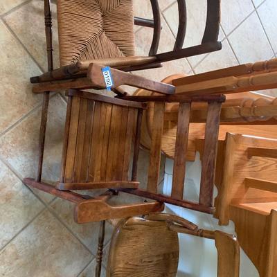 THREE Antique Wood Childs Size Chairs