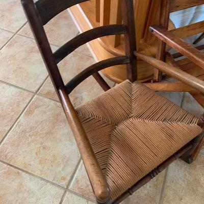 THREE Antique Wood Childs Size Chairs