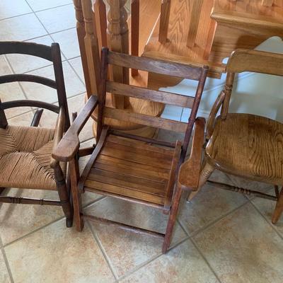 THREE Antique Wood Childs Size Chairs