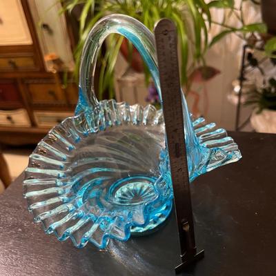 Fenton aqua blue glass basket