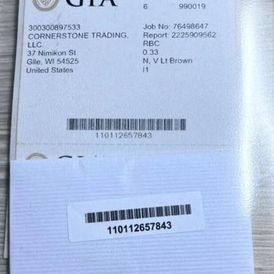GIA Certified Round Brilliant .33 CT I1 Loose Natural Diamond with Appraisal