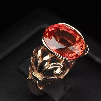 Gorgeous Salmon Pink Sapphire 7.80Ct 925 Sterling Silver Rose Gold Plated Ring
