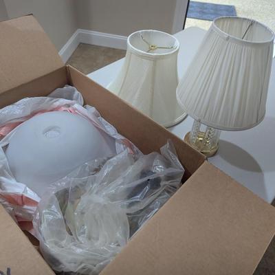 Pair Of Frosted Dome Lights & Crystal Lamp (SR)