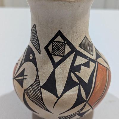 Acoma Vase Red/Black/White Traditional Geometric Signed Flora Ray 5 1/2" (SR)