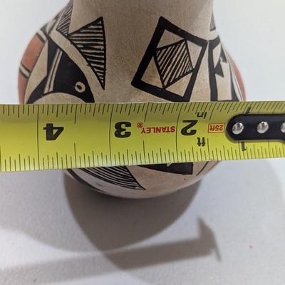 Acoma Vase Red/Black/White Traditional Geometric Signed Flora Ray 5 1/2" (SR)