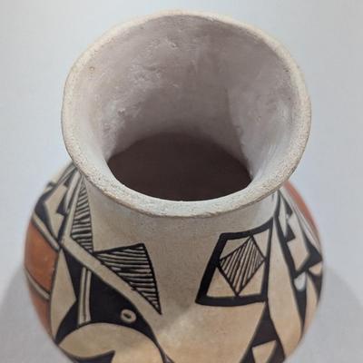 Acoma Vase Red/Black/White Traditional Geometric Signed Flora Ray 5 1/2" (SR)