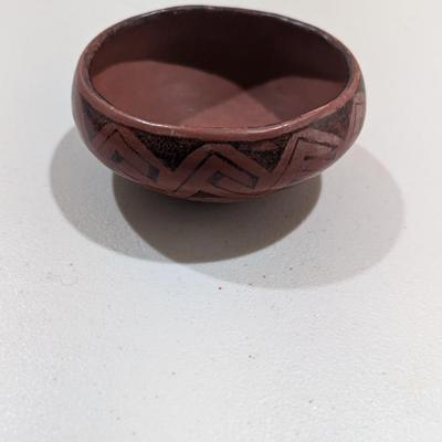 Native American Red Low Bowl Pottery 5"* (SR)
