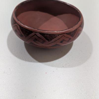 Native American Red Low Bowl Pottery 5"* (SR)