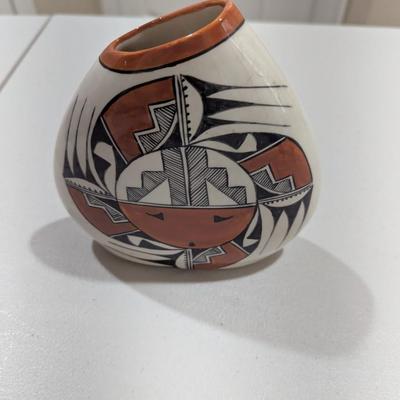 Hopi Sun Face Vase Pottery 6" Signed A. Corpuz (SR)
