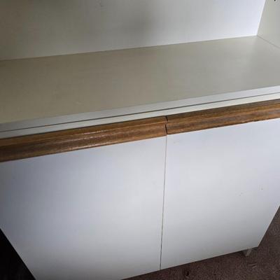 Tall Cream Laminate Bookshelf with Storage Cabinet Base