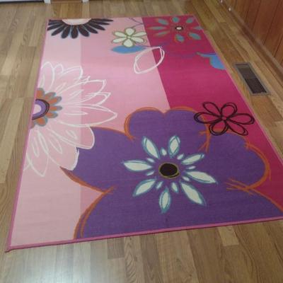 Colorful Fun Floral Pattern Area Rug