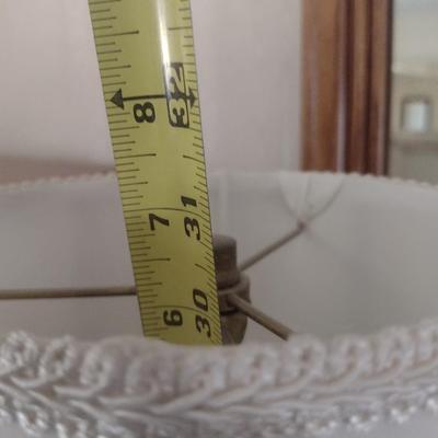 Vintage Italian Porcelain Hand Painted Vase Post Table Lamp with Shade