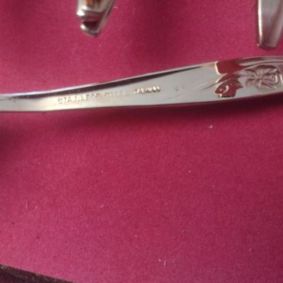 Gold Tone Stainless Taiwanese Flatware Set in Storage Box