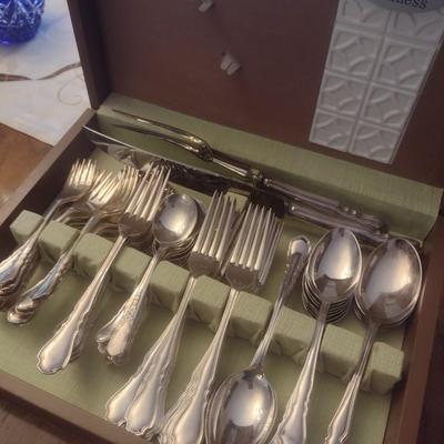 Imperial Silver Plate Flatware Set in Storage Box