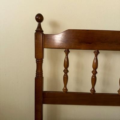 TWIN BED BOX SPRING WITH HEADBOARD AND METAL FRAME ON CASTERS