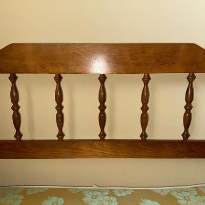 TWIN BED BOX SPRING WITH HEADBOARD AND METAL FRAME ON CASTERS