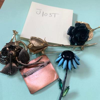 Floral Pins Jewelry Lot
