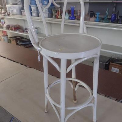 Vintage White Rattan Bar Stool