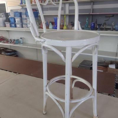 Vintage White Rattan Bar Stool