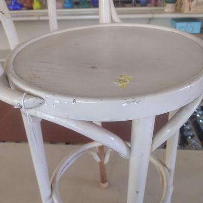 Vintage White Rattan Bar Stool