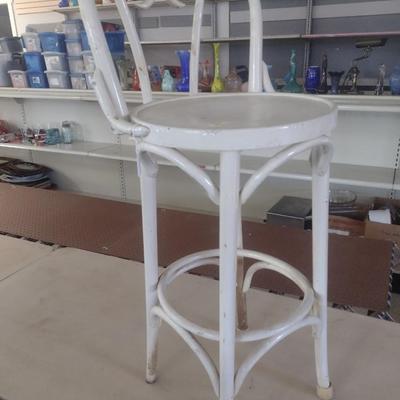 Vintage White Rattan Bar Stool