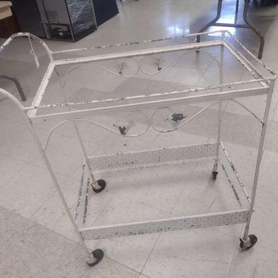 Vintage Wrought Metal Two Tier Tea Cart--No Glass Inserts