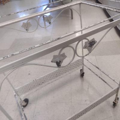 Vintage Wrought Metal Two Tier Tea Cart--No Glass Inserts