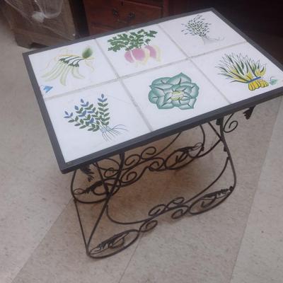 Tile Top Metal Frame Plant Table